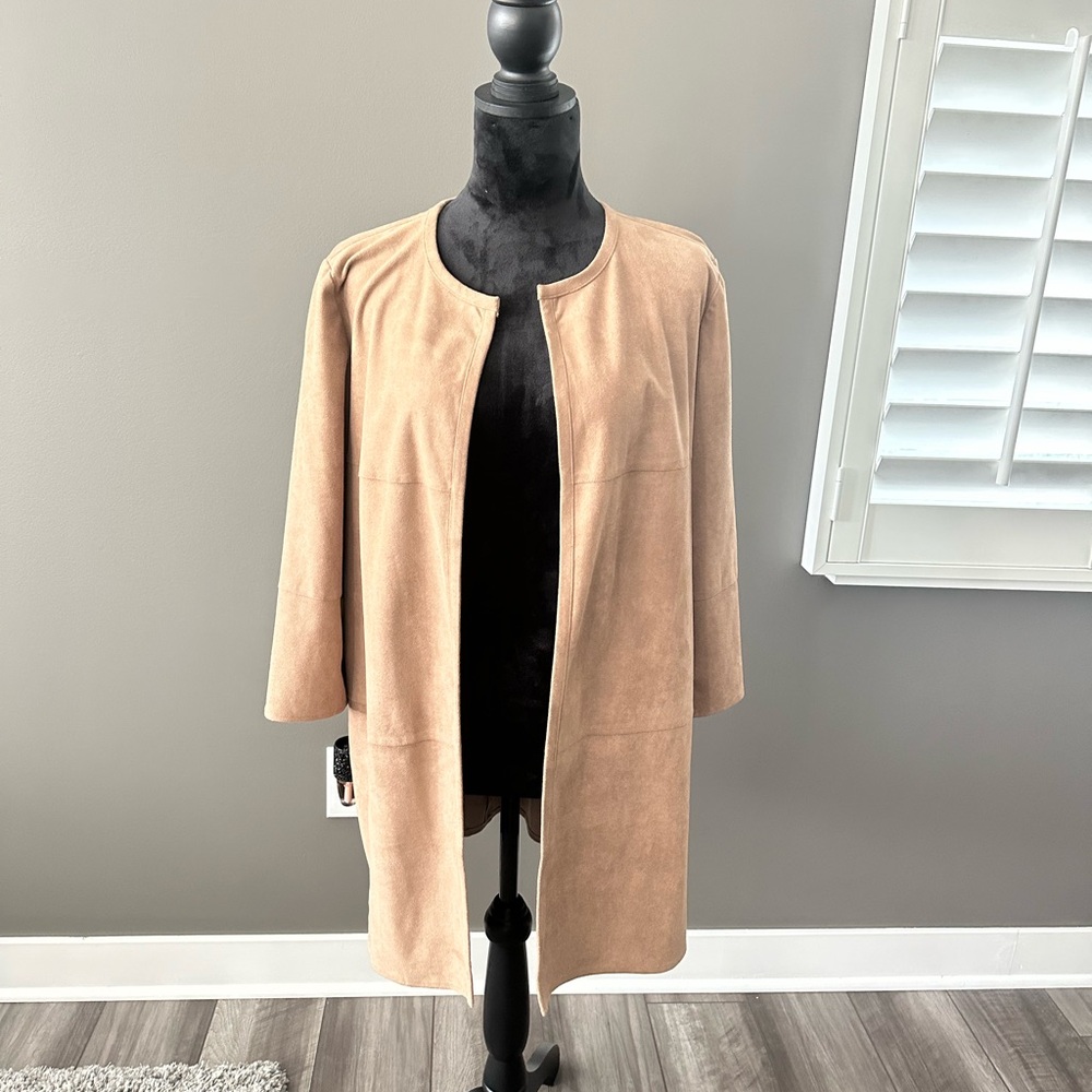 Chico’s Soft Light Suede Open Front Coat

#14